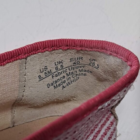 Franco Sarto Size 8.5 A-Whip Pink and White Striped Espadrilles Sequins Jute - Picture 7 of 10